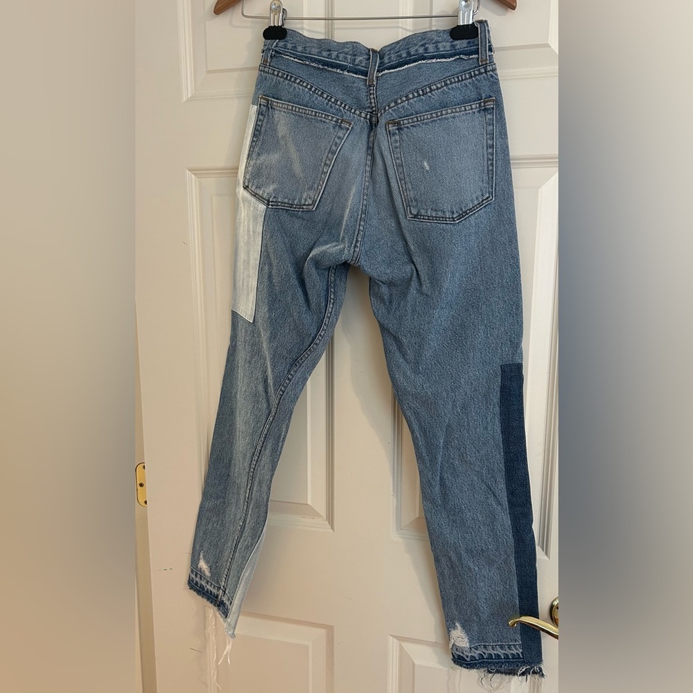 Reformation Patchwork Straight Leg Jeans - Dark A… - image 2